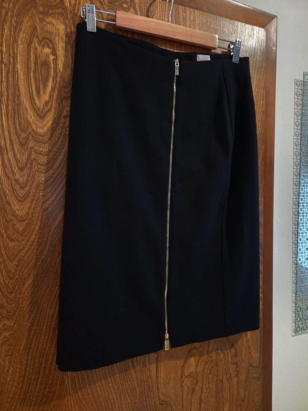 Chico's Black Pencil Skirt with Gold Center Zip